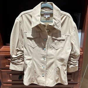 NWOT Cinq a Sept Beige Leather Shaket Jacket